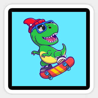 cute_dinosaur_playing_skateboard_vector_illustration Sticker